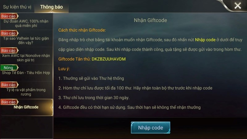 Nhận giftcode của Nplay vào những dịp giáng sinh về